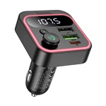 HOCO E85 bluetooth FM transmitter autós töltő 2 USB+Type-C aljzat v5.4, LED kijelző, FEKETE