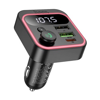 HOCO E85 bluetooth FM transmitter autós töltő 2 USB+Type-C aljzat v5.4, LED kijelző, FEKETE