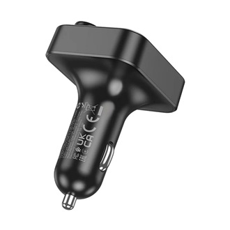HOCO E85 bluetooth FM transmitter autós töltő 2 USB+Type-C aljzat v5.4, LED kijelző, FEKETE