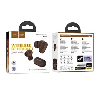 HOCO EQ19 bluetooth fülhallgató SZTEREO (v5.4, TWS, mikrofon + töltőtok) BARNA