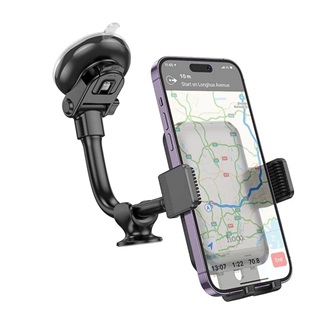 HOCO H27 autós tartó (műszerfalra, szélvédőre, tapadókorongos, automata, állítható kar, 4.7-7" méret) FEKETE