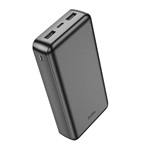 HOCO J100A powerbank 2 USB+Type-C+microUSB aljzat (20000mAh, 2.1A, PD gyorstöltő, LED jelzés) FEKETE