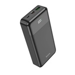 HOCO J102A powerbank USB+Type-C+microUSB aljzat (20000mAh, 20W, 3A, PD gyorstöltő, LED kijelző) FEKETE