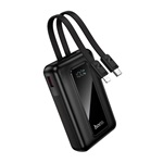 HOCO J162 powerbank USB+Type-C aljzat (6000mAh, 22.5W, PD gyorstöltő, LED kijelző + fix Type-C+lightning kábel) FEKETE