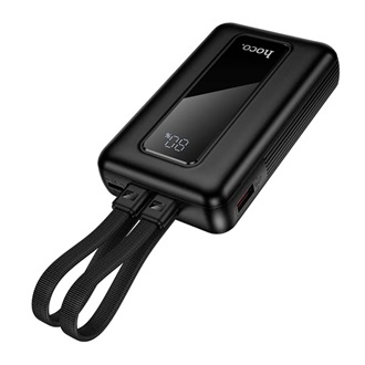 HOCO J162 powerbank USB+Type-C aljzat (6000mAh, 22.5W, PD gyorstöltő, LED kijelző + fix Type-C+lightning kábel) FEKETE