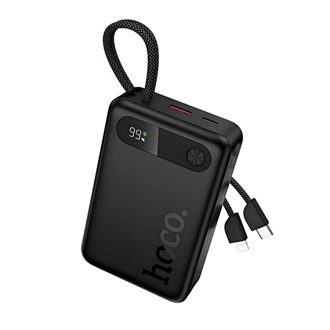 HOCO J171A powerbank USB+Type-C aljzat (20000mAh, 22.5W, PD gyorstöltő + fix Type-C/lightning kábel) FEKETE