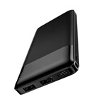 HOCO J72 vésztöltő 2 USB+Type-C aljzat (10000mAh, 10W, LED kijelző) FEKETE