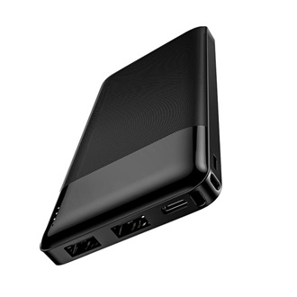 HOCO J72 vésztöltő 2 USB+Type-C aljzat (10000mAh, 10W, LED kijelző) FEKETE