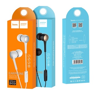 HOCO M19 fülhallgató SZTEREO 3.5mm jack, felvevő gomb, FEKETE