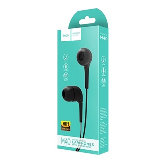 HOCO M40 fülhallgató SZTEREO 3.5mm jack, felvevő gomb, FEKETE