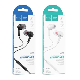 HOCO M78 fülhallgató SZTEREO (3.5mm jack, mikrofon, felvevő gomb, hangerőszabályzó, törésálló kábel) FEKETE