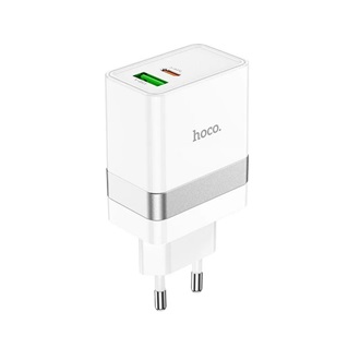 HOCO N21 hálózati töltő USB+Type-C aljzat 30W, PD gyorstöltő 3.0, FEHÉR