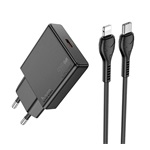 HOCO N37 30W univerzális hálózati töltő adapter fekete + Lightning kábel