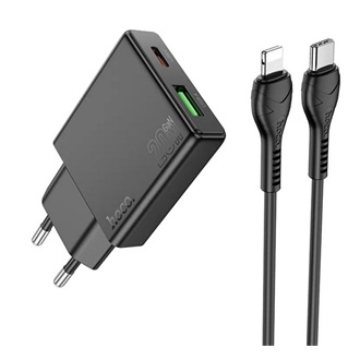 HOCO N38 20W univerzális hálózati töltő adapter fekete + Lightning kábel