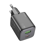 HOCO N41 hálózati töltő USB+Type-C aljzat 20W, PD gyorstöltő 3.0, FEKETE