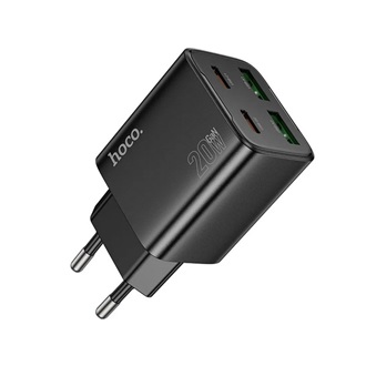 HOCO N55 hálózati töltő 2 USB+2 Type-C aljzat 20W, PD gyorstöltő 3.0, FEKETE