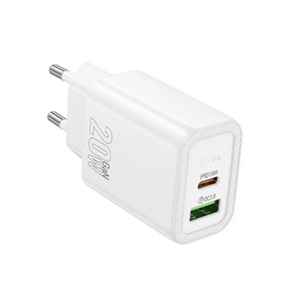 HOCO N61 hálózati töltő USB+Type-C aljzat 20W, PD gyorstöltő 3.0, FEHÉR