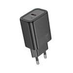 HOCO N63 hálózati töltő USB+Type-C aljzat 30W, PD gyorstöltő 3.0, FEKETE
