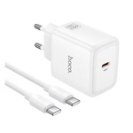 HOCO N83 hálózati töltő Type-C aljzat 60W, PD gyorstöltő 3.0 + Type-C kábel, FEHÉR