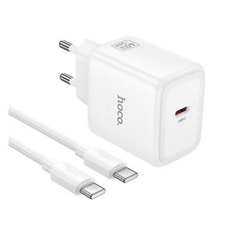 HOCO N83 hálózati töltő Type-C aljzat 60W, PD gyorstöltő 3.0 + Type-C kábel, FEHÉR