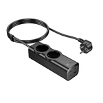 HOCO NS10 hálózati elosztó 2 AC+USB+3 Type-C aljzat 67W, PD gyorstöltő 3.0 + 200cm tápkábel, FEKETE