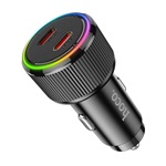 HOCO NZ14 autós töltő 2 Type-C aljzat 50W, LED, FEKETE