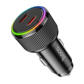 HOCO NZ14 autós töltő 2 Type-C aljzat 50W, LED, FEKETE