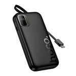 HOCO Q51 vésztöltő Type-C aljzat 10000mAh, LED kijelző + fix Type-C kábel, FEKETE