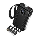 HOCO Q54 powerbank 2 USB+2 Type-C aljzat (20000mAh, 22.5W, PD gyorstöltő, LED kijelző + fix kábel) FEKETE