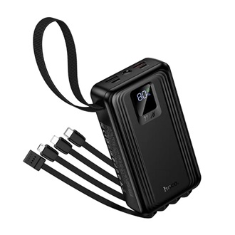 HOCO Q54 powerbank 2 USB+2 Type-C aljzat (20000mAh, 22.5W, PD gyorstöltő, LED kijelző + fix kábel) FEKETE