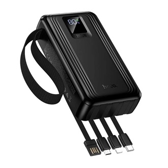 HOCO Q54 powerbank 2 USB+2 Type-C aljzat (20000mAh, 22.5W, PD gyorstöltő, LED kijelző + fix kábel) FEKETE