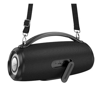HOCO SURGE bluetooth hordozható hangszóró v5.3, LED jelzés + vállpánt, FEKETE