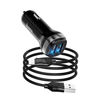 HOCO Z40 autós töltő 2 USB aljzat 12W, LED jelzés + lightning kábel, FEKETE