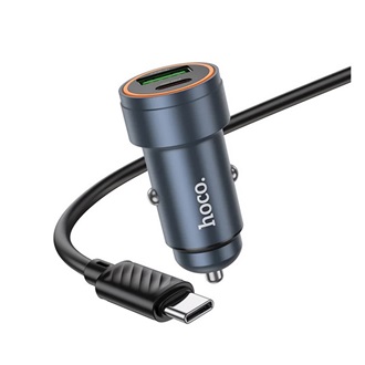HOCO Z57A autós töltő Type-C+USB aljzat (30W, PD gyorstöltő 3.0 + Type-C kábel) FEKETE