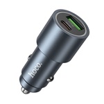 HOCO Z60 autós töltő Type-C+USB aljzat (48W, PD gyorstöltő 3.0, LED jelzés) FEKETE