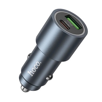 HOCO Z60 autós töltő Type-C+USB aljzat (48W, PD gyorstöltő 3.0, LED jelzés) FEKETE