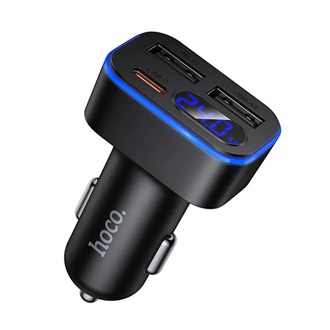 HOCO Z63A autós töltő Type-C+2 USB aljzat (42W, PD gyorstöltő 3.0, LED kijelző) FEKETE