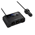 HOCO Z64 szivargyújtó adapter (elosztó, 3 szivargyújtó+2 USB+2 Type-C aljzat, 240W, PD gyorstöltés 3.0) FEKETE