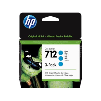 HP 712 3-Pack 29-ml Cyan DesignJet Ink Cartridge tintapatron ciánkék