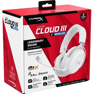 HP HyperX Cloud III S gaming fejhallgató headset fehér