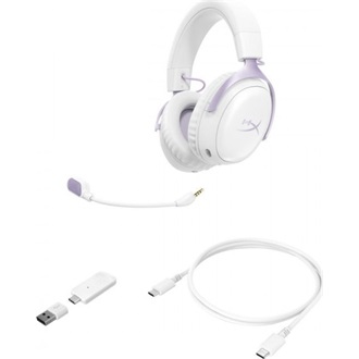HP HyperX Cloud III S gaming fejhallgató headset fehér-lila