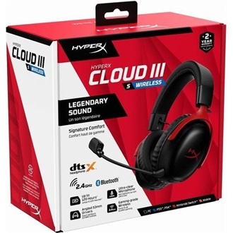 HP HyperX Cloud III S gaming fejhallgató headset fekete-piros