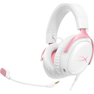 HP HyperX Cloud III gaming fejhallgató headset fehér-rózsaszín