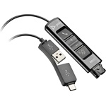 HP Poly DA85 1db QD (Quick Disconnect) - 1db USB-A 2.0 1db USB-C M/M adapter fekete