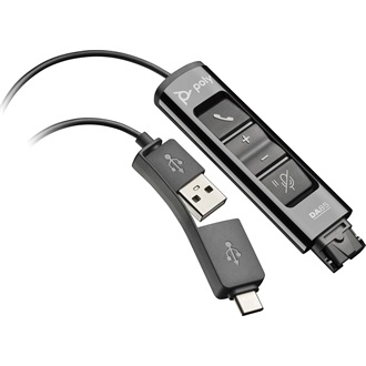 HP Poly DA85 1db QD (Quick Disconnect) - 1db USB-A 2.0 1db USB-C M/M adapter fekete