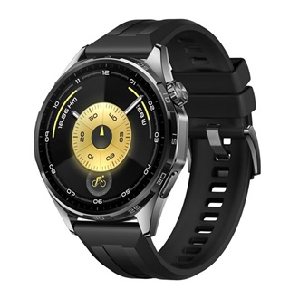 HUAWEI Watch GT 6 okosóra (46mm, acél óratok, GPS, aktivitásmérő, pulzusmérő, IP69, szilikon szíj) FEKETE