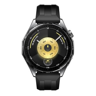 HUAWEI Watch GT 6 okosóra (46mm, acél óratok, GPS, aktivitásmérő, pulzusmérő, IP69, szilikon szíj) FEKETE