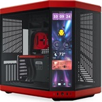 HYTE Y70 Touch Infinite táp nélküli ablakos Mid Tower számítógépház fekete-piros