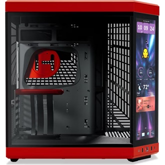HYTE Y70 Touch Infinite táp nélküli ablakos Mid Tower számítógépház fekete-piros