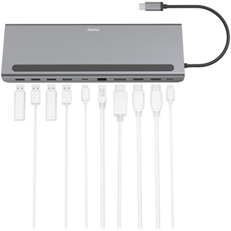 Hama 10-in-1 10-port USB-C dokkoló szürke